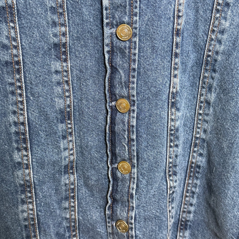 Reformation Roxanna Cinch Waist Denim Mini Dress‎ Blue Button Front Size 6 - Picture 6 of 9
